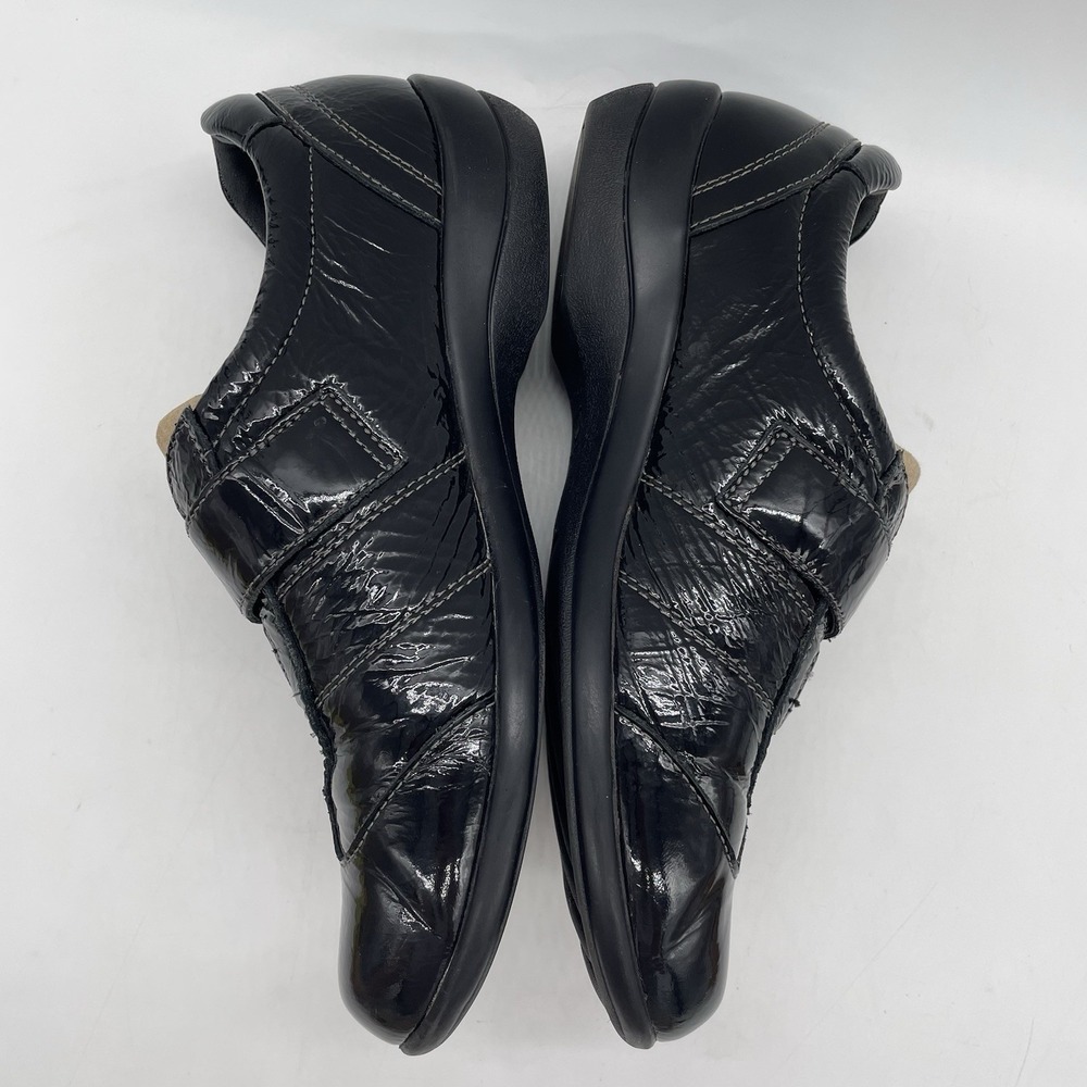 Clarks Everyday Womens 9W Shoes Black Patent Leather Comfort 83394 Hook & Loop - Picture 4 of 12